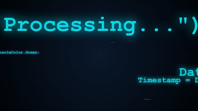 3D abstract flying source code animation background