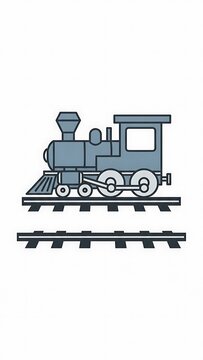 Vintage Steam Locomotive on Railroad Tracks.
