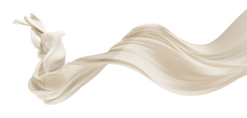 Fototapeta premium Luxury ivory pleated chiffon fabric flowing isolated on transparent background 3D render