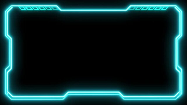 Futuristic HUD Frame Overlay with Neon Blue Interface,  Cyber User Interface HUD Overlay Animation.