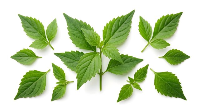 Fresh Cat's Whiskers Leaves Isolated on White Background - Orthosiphon Aristatus