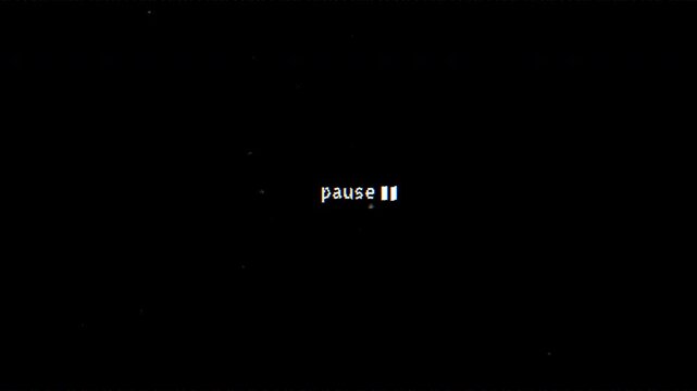 Vintage VHS Pause Screen align middle with scratches and dust effect vintage film old tape text, noise from analog TV, retro vintage old film overlay.