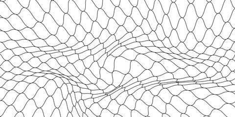 Fishing or netball. Repeating hexagon pattern. Black wired mesh texture isolated on a white background. Metallic or fabric fence, cage or lattice structure. Vector graphic illustration. © Muaffa