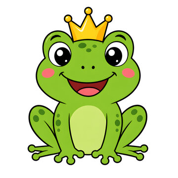 Smiling Frog Wearing Golden Crown.