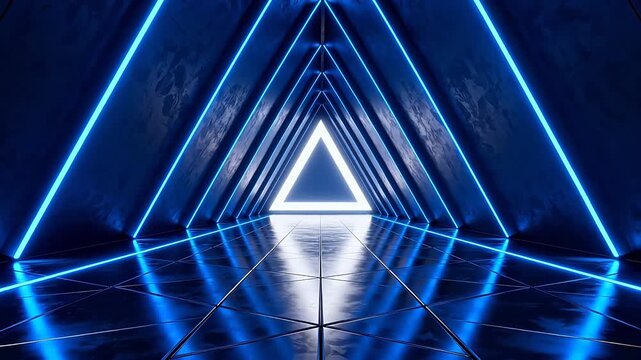 Triangular neon light corridor