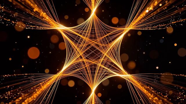 Golden star pattern with glowing lines
