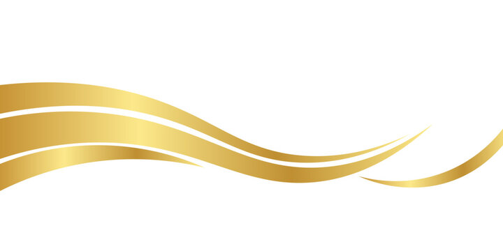 Gold border swooshes wave element with metal gradient