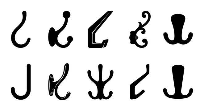 Collection of various hook designs, showcasing diverse shapes and styles for hanging items