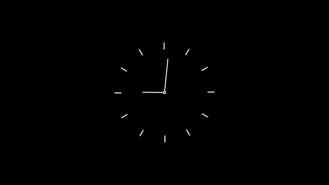 A minimalist white clock face with subtle hour markers and thin hour and minute hands indicating approximately 1:05, set against a dark black background, symbolizing the passage of time Keywords
