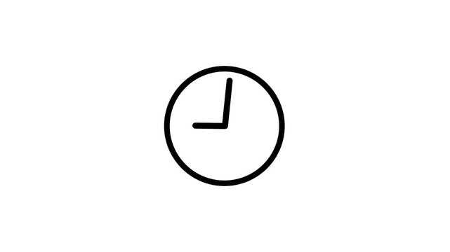 A minimalist black outline of a clock face with a single hand pointing upwards towards the top of the circle on a clean white background with no other elements present creating a simple and