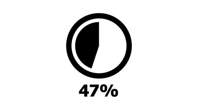 A black circular progress bar icon indicating 24 percent completion with a solid black segment filling a portion of the circle and the number 24 percent displayed below on a white background