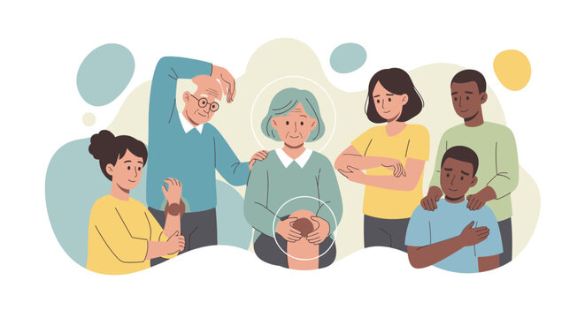 A group of people with diverse emotions  illustration  and actions in a culture and Technology environment from an Adobe