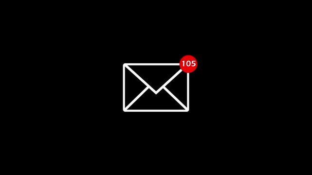 Mobile message chat app icon animation.Icon displays rising notifications for missed messages notifications for missed black background.