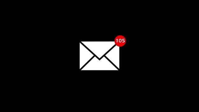 Mobile message chat app icon animation.Icon displays rising notifications for missed messages notifications for missed black background.