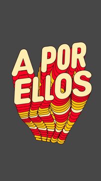 Tipograf&iacute;a Cin&eacute;tica Vertical de A por ellos  C&aacute;ntico Din&aacute;mico de la Afici&oacute;n Espa&ntilde;ola en Fuente Redondeada con Clones de Onda para Shorts y Reels