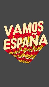 Tipograf&iacute;a Cin&eacute;tica Vertical de Vamos Espa&ntilde;a C&aacute;ntico Din&aacute;mico de Apoyo a la Selecci&oacute;n en Fuente Redondeada con Clones de Onda para Shorts y Reels