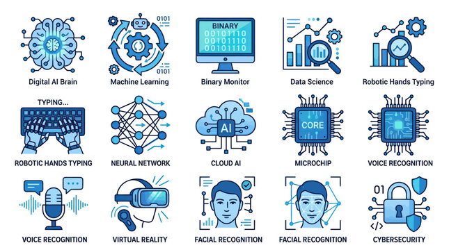 AI and technology vector icons