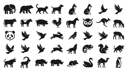 Fototapeta premium Animal Silhouettes icons set Collection