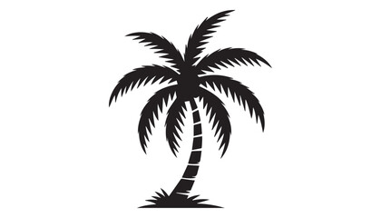 Obraz premium black and white silhouette of palm tree very high quality vector illustration.