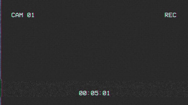 Digital security camera recording interface with vhs glitch effect
