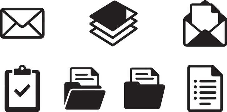 Flat icons set of communication and document management Vector