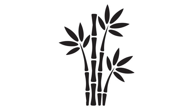 black and white silhouette set of Bamboo tree very high quality vector illustration.