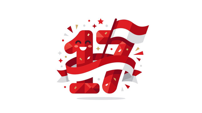 Happy 17th Birthday Celebration with Indonesian Flag and Confetti