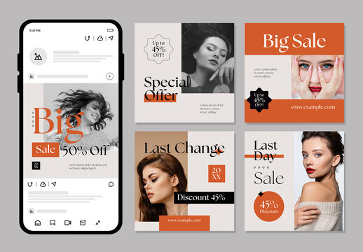 Fashion Sale Social Media Post Template Set