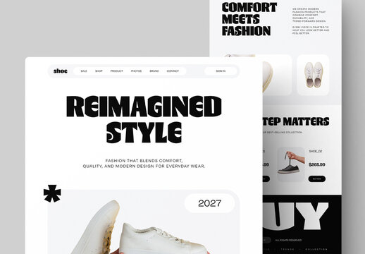 Minimal Shoe Store Landing Page Web Template