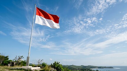Fototapeta premium Indonesian National Flag Waving for Indonesia Independence Day