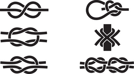 Collection of black rope knots and loops vector illustration Vector © mahafuza