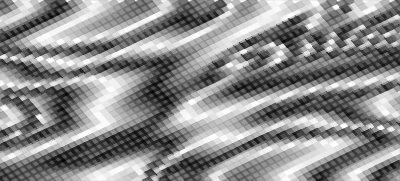 Grunge halftone gradient background. Faded grit noise texture. White and black sandy wallpaper. Retro pixelated backdrop. Anime or manga style comic overlay. Vector graphic design textured template