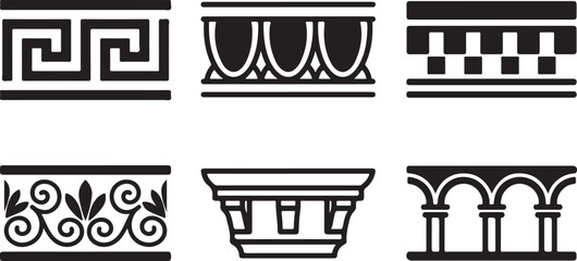 Black and white classical architectural frieze and cornice designs Vector © Nur
