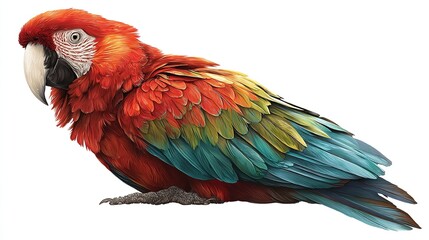 Obraz premium Scarlet macaw with vibrant red, orange, green, and blue feathers, on a