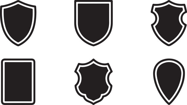 Modern black shield and coat of arms vector icons set Vector