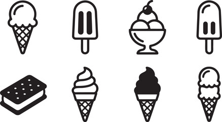 Fototapeta premium Flat design icons of various ice cream treats and desserts Vector