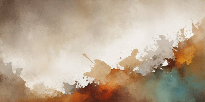 Abstract watercolor grunge background with old paper texture, paint wash design and atmospheric fire smoke cloud storm blend with dark heat and abstract nature tones