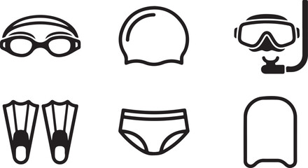 Set of swimming and diving gear icons Vector © Nur