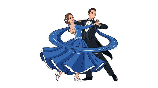 Couple Dance Ballroom dance, waltz couple, dancing illustration, vector icon isolated on White Background flat vector eps silhouette