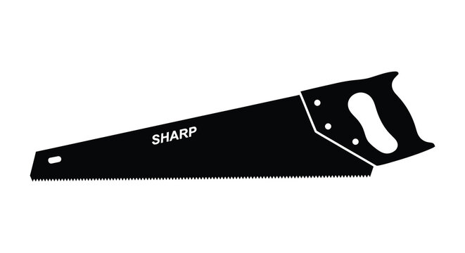 Hand saw silhouette on a white background silhouette