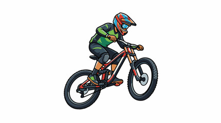 Fototapeta premium A colorful illustration of a mountain biker in action on a bike