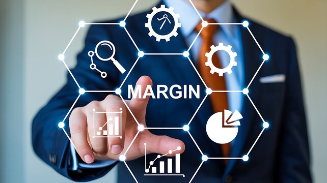 Profit margin analysis concept with business finance and performance metrics