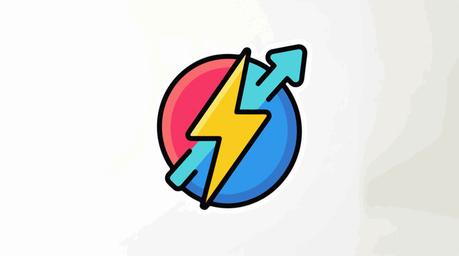 A colorful lightning bolt with two arrows in a circle