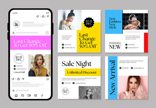 Fashion Promotion Social Media Post Template Set