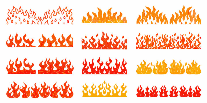 Fire flame illustrations vector graphics on a white background