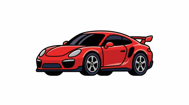 A red sports car with a sleek design and spoiler