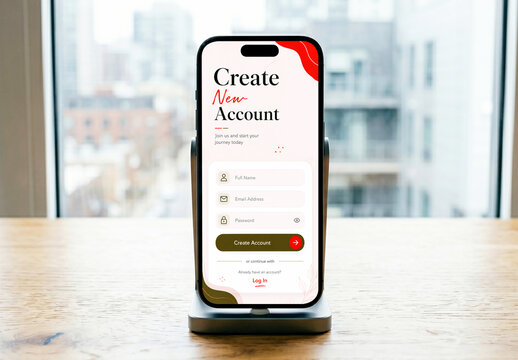 Realistic Smartphone App UI Mockup