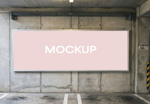 Underground Parking Garage Billboard Mockup