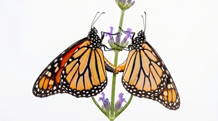 Obraz premium Pair Of Butterflies Mating On Stem
