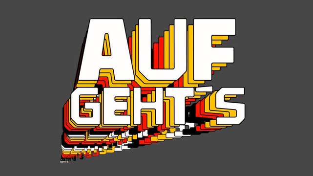 Horizontale Kinetische Typografie &bdquo;Auf geht&rsquo;s&ldquo; 169 Dynamischer Deutscher Fangesang in Abgerundeter Schrift mit Wellen-Klonen f&uuml;r Social-Media-Overlays